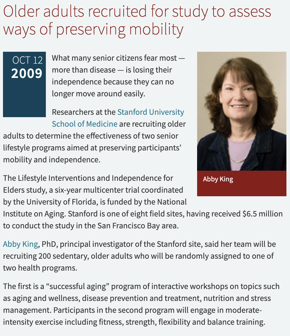 Older adults recruited for study to assess ways of preserving mobility