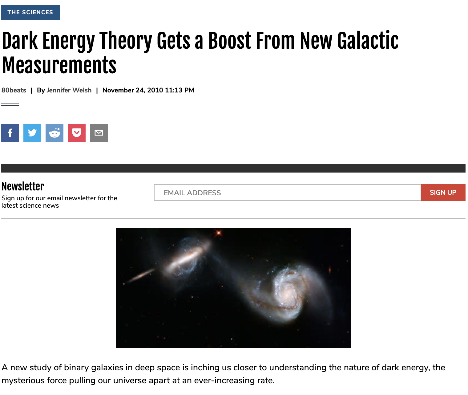 Dark Energy Theory Gets a Boost From New Galactic Measurements