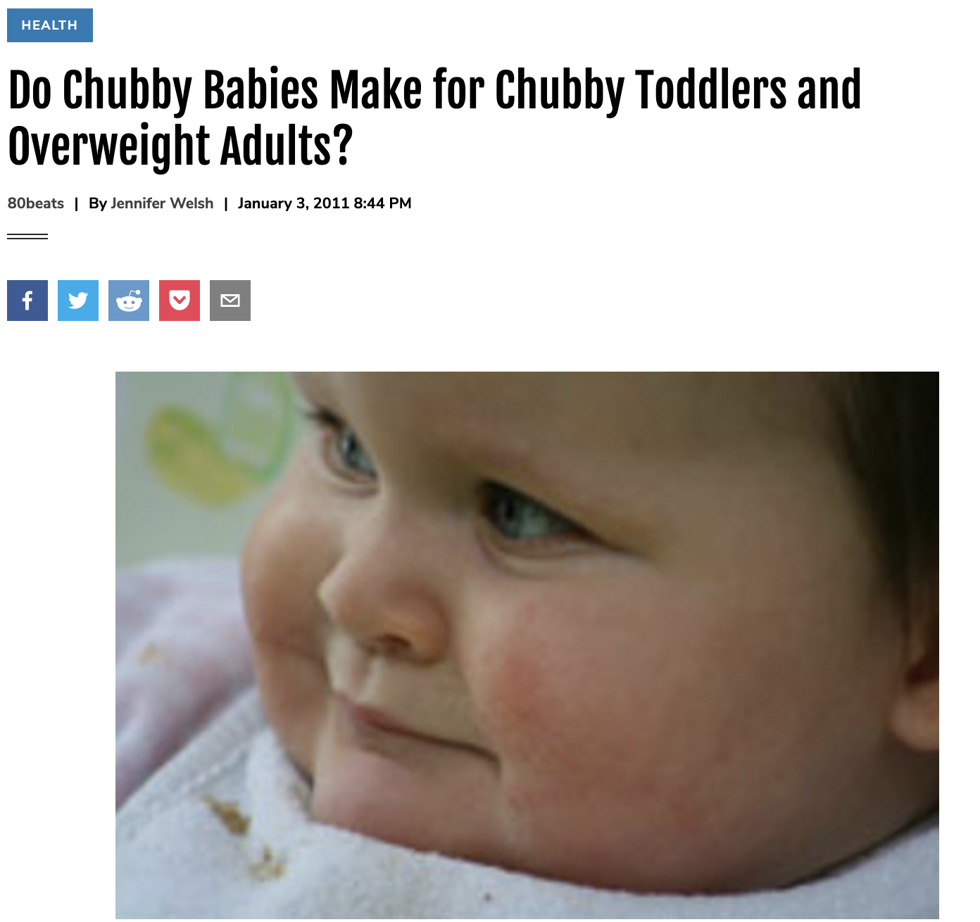 Do Chubby Babies Make for Chubby Toddlers and Overweight Adults?